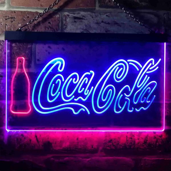 Coca-Cola Bottle and Logo Dual LED Neon Light Sign